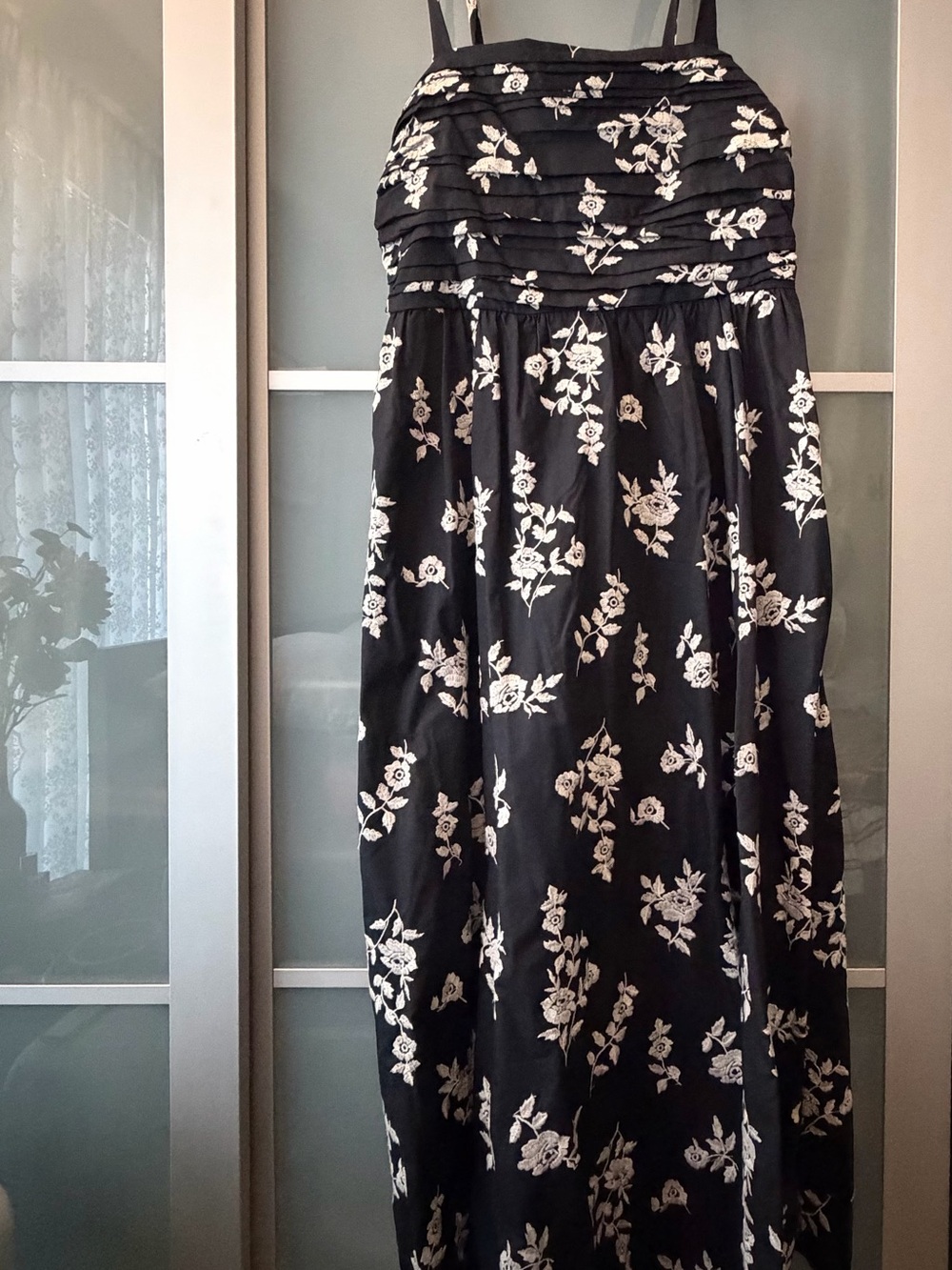 NWT Abercrombie & Fitch Black Maxi Dress with White Floral Print